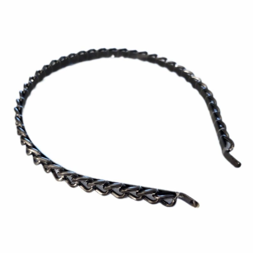 NWOT Metal Chain Headband Dark Gray Silver Womens Teen Hair Accessory Goth Punk